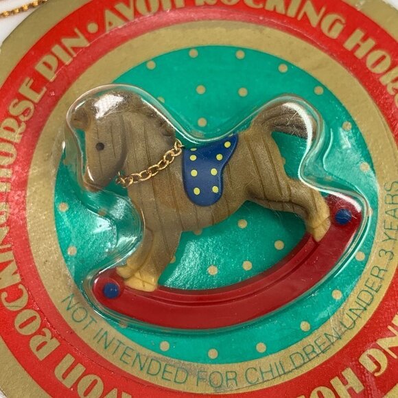 Vintage Avon Pin Rocking Horse In Christmas Ornament Box 1985 Old Stock - Picture 5 of 6